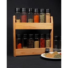 PremiumPort Ahşap Standlı 12 Li Baharatlık Takımı, Şık ve Kullanışlı Tasarım