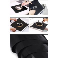 Gampus Siyah Renk Ocak Koruyucu Folyo Yanmaz Yapışmaz 4'lü Set Kir Tutmaz Ocak Kirlenme Önleyici Folyo Set