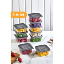Serstil 6 Adet - 550ML Orta Kapaklı Gıda Saklama Kabı | Buzdolabı Düzenleyici Kahvaltılık - 10X10X5,5 cm
