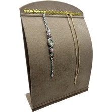 Megass Dekor Süet Kumaş Yeşil Renk 34 cm / 24 cm Dik Bombeli Takı Standı