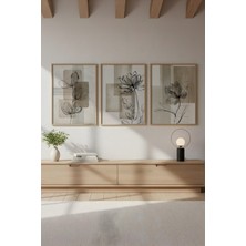 Huhuli Ahşap Çerçeveli 3'lü Wabi Sabi Koleksiyon Tablo Seti 40 x 60 cm Ahşap Malzeme ile Modern Dekor HUHU714