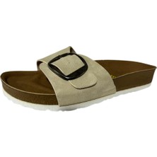 Mulex 1264 Kadın Bej ,tokalı , Anatomik Taban Terlik