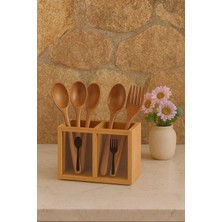 PremiumPort Bambu Çatal Kaşıklık, Şık ve Doğal Mutfak Dekorasyonu