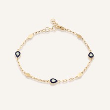 Aja Orvessa Nazar Figürlü Mavi Mineli Altın Bileklik