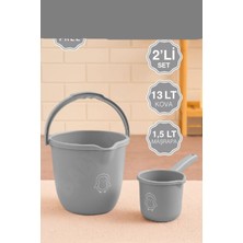 Çocuklar Için 2\\\'li Banyo Seti Kulplu Kova & Oluklu Maşrapa Set