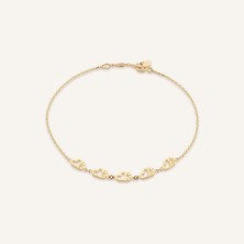 Aja Velisse Kalp Figürlü Çok Taşlı Altın Bileklik