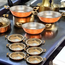 PremiumPort Bakır Sahan ve Tava Takımı, Sunumluk Kahvaltılık, 9 Parça Set