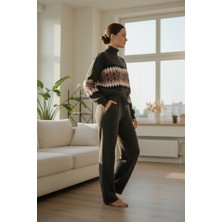 Mandala Tekstil Kadın Çok Renkli Rahat Kalıp Alt Üst Triko Takım