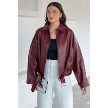 Orions Collection Yeni Sezon Oversize Kemerli Deri Bomber Ceket Trend & Şık Model