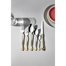 PremiumPort Lalezar Altın Sade 12 Kişilik 72 Parça Çatal Kaşık Bıçak Takımı