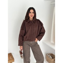 Orions Collection Bomber Apolet Detaylı Oversize Süet Ceket