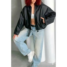Orions Collection Luvren Pb Oversize Bomber Kemerli Deri Ceket