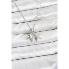 Mercansa 316L Çelik Zincir Gümüş Renk Deniz Yıldızı Model Zirkon Taşlı Kadın Kolye