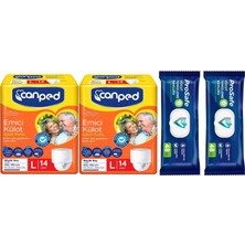 Canped Emici Külot Büyük L (Large) 28 Adet Hasta Bezi - Temizleme Havlusu 4 Lü Set