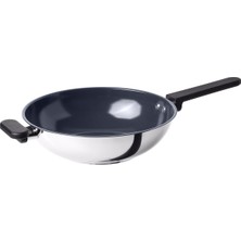 PremiumPort 28 cm Wok Tava, Seramik Kaplama, Paslanmaz Çelik, Yapışmaz, Çok Amaçlı