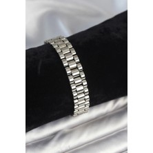 Moresun Buğz 316L Çelik Gümüş Renk 12 mm Kalınlık Erkek Bileklik