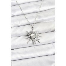 Mercansa 316L Çelik Zincir Gümüş Renk Güneş Model Kadın Kolye