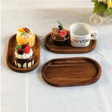 PremiumPort Şık Ahşap Tepsi, Çay, Kahve ve Sunumlar Için Çok Yönlü Kullanım