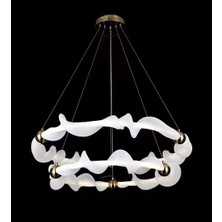 D35/600+400/GD     Gold ve Beyaz Renkli Tül Detaylı Avize