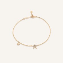 Aja Corina Yıldız Figürlü Çok Taşlı Altın Bileklik