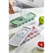 Mutfak Köşesi Buzart Yapışmaz Silikon Bas Çıkar Buzluk Buz Kalıbı - Kapaklı Buzluk 12'li