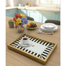 PremiumPort Şık Çerçeveli Love Birds Cam Sunum Tepsisi 32X22 cm