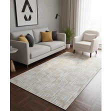 Bademli Halı Yağmurser Lüx Yumuşak Dokulu Kaymaz Taban Halı Yolluk 3064 Krem