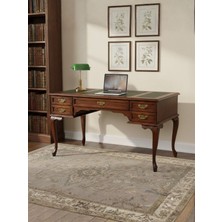 Gazzini Furniture Realm Fransız Retro Deri Ahşap Çalışma Masası 75X160