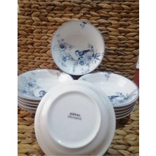 PremiumPort 12'li Güral Porselen Kuş Yemek Tabakları, 17 Cm, Şık ve Zarif Tasarım