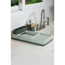 Mutfak Köşesi Aqualis Çok Bölmeli Tezgah Üstü Bulaşıklık & Tabaklık | Su Toplama Hazneli 42X26 cm Gri