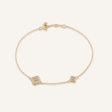 Aja Spirra Çiçek Motifli Çok Taşlı Altın Bileklik