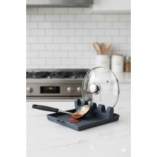 PremiumPort Antrasit Renkli Kaşık ve Kepçe Altlığı, Tencere Kapağı Koyma Aparatı