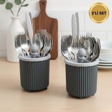 LE Paris 2'li Set Tezgah Üstü Bölmeli Kaşıklık - Dekoratif Çatal Bıçak Kaşık Organizeri ve Kurutmalık