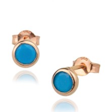 By Barun Yuvarlak Gümüş Küpe Mavi Taşlı MINIMAL925 Ayar Çivili Küpe