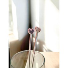 PremiumPort Cam Kalp Figürlü Ice Latte Karıştırma Kaşığı 21 cm