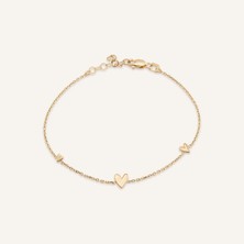 Aja Heartstring Kalp Figürlü Altın Bileklik