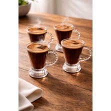 Yzhome 4 Lü Cam Boncuk Kulplu Çay Kahve Bardağı Bardak