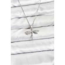 Mercansa 316L Çelik Zincir Gümüş Renk Yusufçuk Model Zirkon Taşlı Kadın Kolye