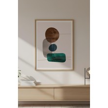Huhuli Ahşap Çerçeveli Geometrik Desenli Minimalist Tablo HUHU628