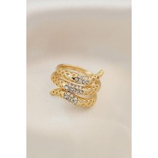 Moresun Buğz Ayarlamalı Altın Renk Metal Zirkon Taşlı Yüzük