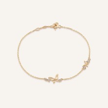 Aja Lepira Kelebek Figürlü Çok Taşlı Altın Bileklik