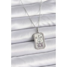 Moresun Buğz 316L Çelik Gümüş Renk Terazi Burcu Zirkon Taşlı Kadın Kolye