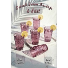PremiumPort Renkli Akrilik 6'lı Desenli Bardaklar, 330 Ml, Su ve Kahve Yanı Set