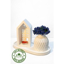 Ceren Wooden Boyanabilir Dekoratif Ev Mumluk ve Çiçek Vazo Seti – El Yapımı Doğal Tasarım