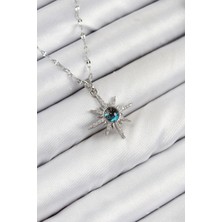 Alvo Store Buğz 316L Çelik Zirkon Taşlı Kutup Yıldızı Model Gümüş Renk Kadın Kolye