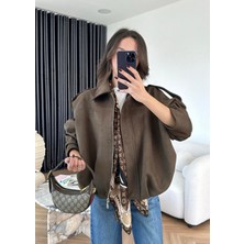 Orions Collection Yeni Sezon Kadın Haki Süet Etkili Bomber Ceket Oversize, Günlük & Trend Model