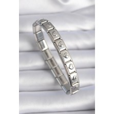 Alvo Store Buğz 316L Çelik Gümüş Renk Kalp Işleme Nomination Charm Bileklik