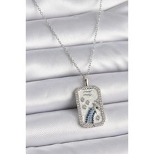 Alvo Store Buğz 316L Çelik Gümüş Renk Zincir Kova Burcu Zirkon Taşlı Kadın Kolye