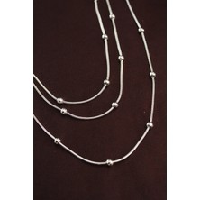 Moresun Buğz 316L Çelik Gümüş Renk Minimal Topçuk Model Çoklu Kolye