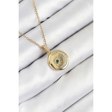 Alvo Store Buğz 316L Çelik Zirkon Taşlı Ay ve Güneş Model Gold Renk Kadın Kolye